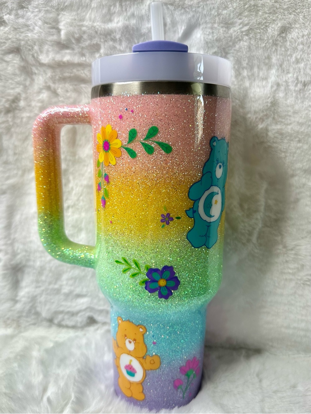 Pastel Rainbow Care Bear Custom Stanley Tumbler 40oz - Picture 2 of 4